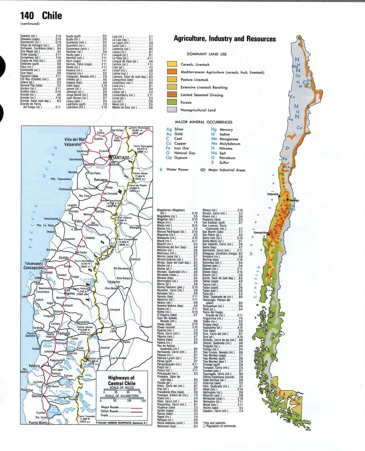 מפה של צ ' ילה משאבים טבעיים 