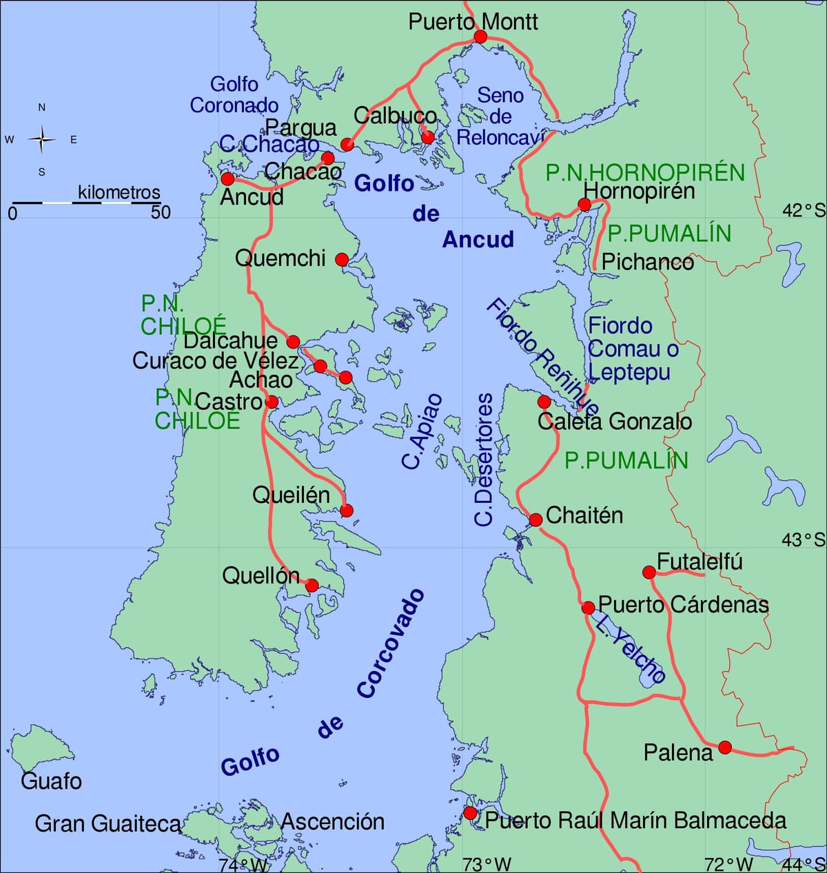 מפה של chiloe צ ' ילה
