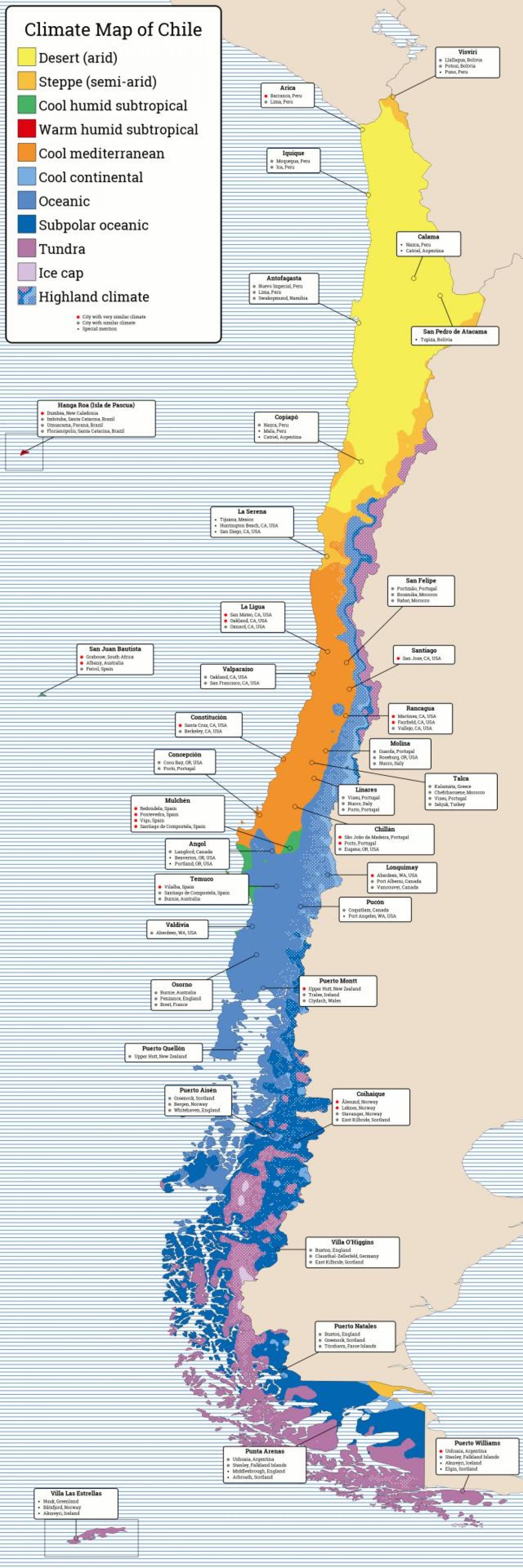 מפה של צ ' ילה האקלים